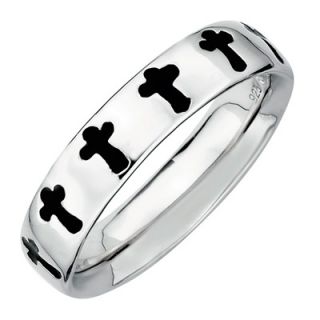 Stackable Expressions™ Polished and Enameled Motif Cross Ring in