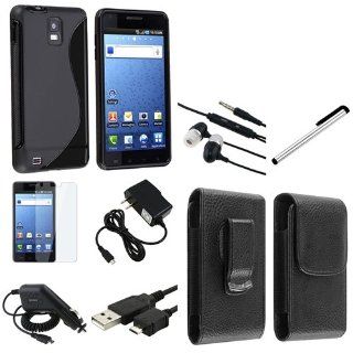 eForCity 8in1 Accessory Black TPU Skin Case Film Compatible with Samsung© Infuse 4G SGH i997 Bundle: Cell Phones & Accessories