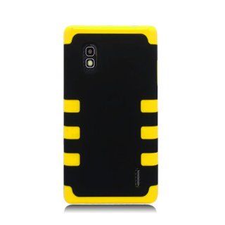 Eagle Cell PALGE970D6YEBK Hybrid Rugged TUFF eNUFF Case for the LG Optimus G E970   Carrying Case   Retail Packaging   Yellow/Black: Cell Phones & Accessories