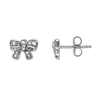 bow earrings in 10k white gold orig $ 149 00 now $ 126 65 take an