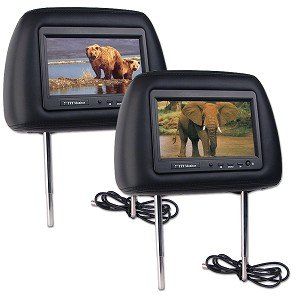 7 Inch TFT LCD Monitor Car Headrest Two Pack with Remotes (Black): Electronics