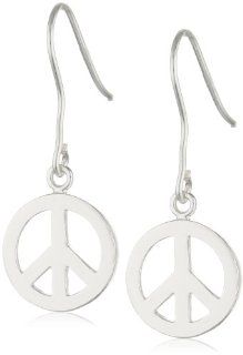 Sterling Silver Peace Sign Earrings: Dangle Earrings: Jewelry