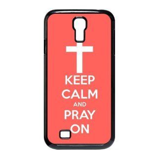 Keep Calm And Pray On For Samsung Galaxy S4 i9500 Case Jesus With The Cross Cases Cover: Cell Phones & Accessories