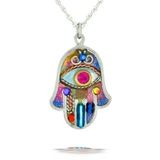 Vibrant Hamsa Necklace to Protect from the Evil Eye #0380: Jewelry