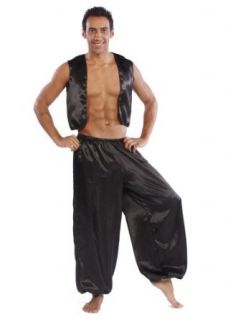 Belly Dance Men's Satin Vest & Pants Costume Set  BLACK: Adult Sized Costumes: Clothing