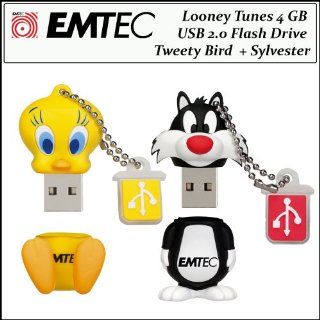 Emtec Looney Tunes 4 GB USB 2.0 Flash Drive Tweety Bird + Looney Tunes 4GB USB 2.0 Flash Drive Sylvester The Cat: Computers & Accessories