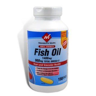 Member's Mark   Omega 3, Fish Oil 1400 mg (900 mg EPA/DHA), Enteric Coated, 150 Softgels: Health & Personal Care