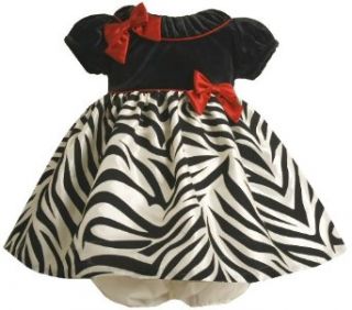 Bonnie Baby Girls Infant Short Sleeve Dress With Zebra Print Skirt, Black/White, 18 Months Clothing