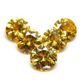 Beta Jewelry 8mm Round CZ Yellow Cubic Zirconia Loose Gemstones Lot (100 pieces): Jewelry
