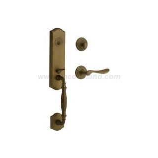 Cifial Tubular Grip Handle Asbury Style Exterior Trim W/ 892 Nuova Lever Interior Simply Brass Trim (Left Handed) 551.192.V05.LH Aged Brass   Door Levers  