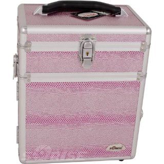 10.25 Pink Snake Print Aluminum Jewelry Storage Box / Makeup Cosmetic Organizer Carry Train Case : Locking Storage Box : Beauty
