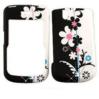 ACCESSORY MATTE COVER HARD CASE FOR BLACKBERRY TOUR BOLD 9650 9630 RETRO BLACK WHITE FLOWERS: Cell Phones & Accessories