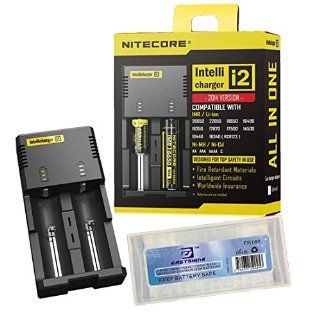 2014 New Version Nitecore I2 Universal Intelligent Charger Black for two batteries Compatible With IMR / Li ion 26650 22650 18650 18490 18350 17670 17500 17335 16340 RCR123 14500 10440 Ni MH / Ni Cd AA AAA AAAA C Designed for Top Safety in USE Fire Retarda