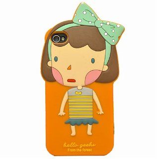 Cute Hello Geeks Pure Girl Silicone Soft Case Cover for Apple iPhone 4 4G 4S: Cell Phones & Accessories