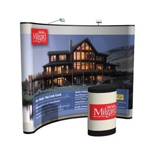 Deluxe 10' Curved Floor Trade Show Pop Up Display Booth Kit and Podium/Case with Full Color Mural Wraps. : Office Products : Office Products