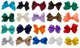 Solid Color Extra Large Grosgrain Ribbon Bow Set of 20 Hair Bow Set Colors: Rainbow Set at  Womens Clothing store