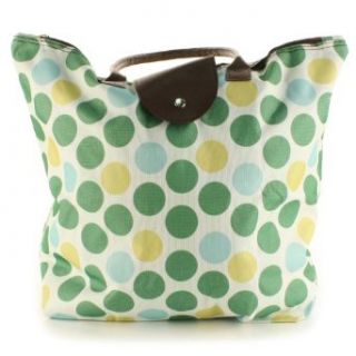 Big Travel Compact Foldable Shopping Tote Airport Shoulder Handbag Polka Green: Clothing
