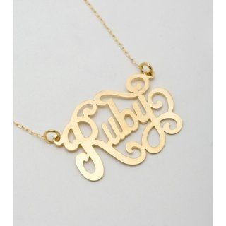14k Gold Personalized Name Necklace   Custom Made Any Name: Pendant Necklaces: Jewelry