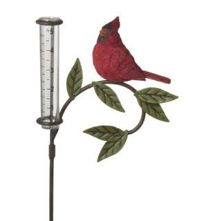 Resin and Metal Rain Gauge with Cardinal and Leaves: Patio, Lawn & Garden