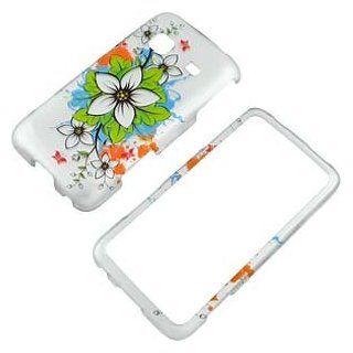 Hard White Color Flower Case Cover Faceplate Protector for Samsung Galaxy Precedent M828C (Straight Talk) with Free Gift Reliable Accessory Pen: Cell Phones & Accessories