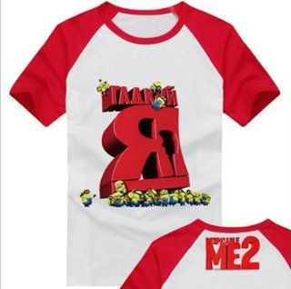 2013 Cartoon Despicable Me 2 Minion Red Shoulder With Red Slogan T Shirt For Women And Men (S): Sports & Outdoors