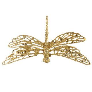 Vickerman 29357   6" Gold Glittered Dragonfly Christmas Tree Ornament with Clip (P123908)