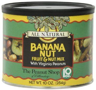 The Peanut Shop of Williamsburg All Natural Banana Nut Fruit & Nut Mix with Virginia Peanuts, 10 Ounce Tin : Snack Party Mixes : Grocery & Gourmet Food