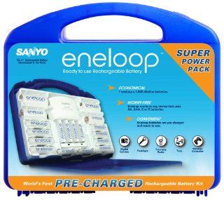 Sanyo NEW eneloop 1000 Super Power Pack with 12 AA, 4 AAA, 2 C and D Spacers, 4 Position Charger and Storage Case (Discontinued by Manufacturer) Electronics