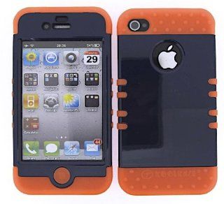 Hard Orange Skin+Navy Blue Snap For Apple iPhone 4G 4S Case Cover Hybrid Rubber: Cell Phones & Accessories