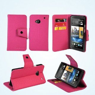 AceAbove All New HTC One M7 Case   Premium Folio Wallet Leather Case with Stand for HTC One M7, All in one HTC One M7 Case with Credit Card ID Holder (Pink): Cell Phones & Accessories