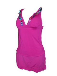 Tropical Escape Womens Tankini Swimsuit Ruffle Skirtini Black or berry S XL at  Womens Clothing store