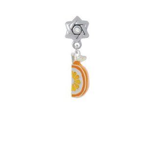 3 D Enamel Orange Slice Clear Star of David Charm Bead Dangle: Jewelry