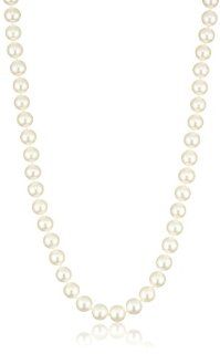 Radiance Pearls "Pearl Jewelry" 14K Gold Clasp 7.0 7.5mm White Freshwater Cultured Pearl Necklace: Jewelry