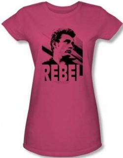 James Dean Juniors T shirt Rebel Rebel Hot Pink Tee Shirt: Clothing