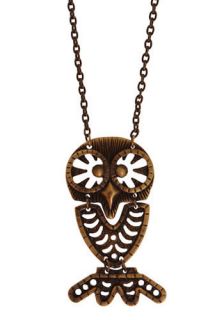 Wise Gold Owl Necklace  Mod Retro Vintage Necklaces
