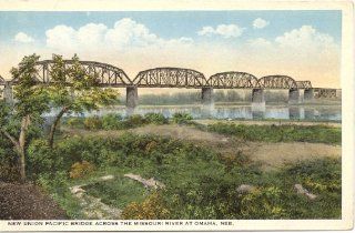 1930s Vintage Postcard Union Pacific Railroad Bridge across the Missouri River   Omaha Nebraska: Everything Else