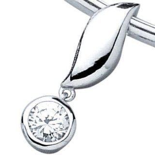 So Chic Jewels   Sterling Silver Clear Cubic Zirconia Flame Pendant (Sold alone: rigid necklace not included): Jewelry