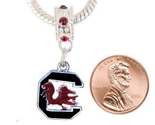 University of South Carolina Charm with Connector Will Fit Pandora, Troll, Biagi and More. Can Also Be Worn As a Pendant. : Sports Fan Necklaces : Sports & Outdoors