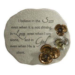 Grasslands Road Always in Our Hearts "I believe in the sun" Definition of Faith Plaque with Metal Flower Embellishments and Metal Stand, Beaded (Discontinued by Manufacturer) : Decorative Plaques : Patio, Lawn & Garden