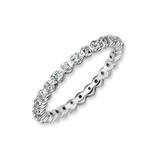 0.24ct Silver Stackable Aquamarine & Diamond Ring. Sizes 5 10 Available: Jewelry