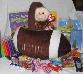 Plush Football Kids Gift Basket for Easter, Birthday, Get Well, Big Brother, Big Sister, ANYTHING   Candy, Games, Crafts, Coloring, Activites, FUN Toys & Games