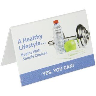 Accuform Signs PAT610 Plastic Tent Style Tabletop Sign, Legend "A HEALTHY LIFESTYLEBEGINS WITH SIMPLE CHOICES. YES, YOU CAN", 5" Width x 3 1/2" Height, Blue on White: Industrial Warning Signs: Industrial & Scientific