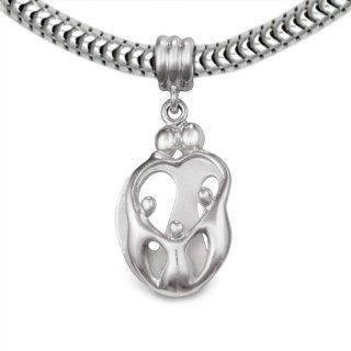 Loving Family Sterling Silver Heart Charm Parents and 3 Children   Fits Pandora European Charm Bracelets: Jewelry