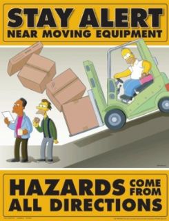 Simpsons Forklift Safety Poster   Stay Alert Near Moving Equipment: Industrial Warning Signs: Industrial & Scientific
