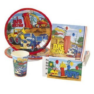 "I Dig Being 1" Construction Bulldozer Complete Party for 8 Guest (40 pc): Health & Personal Care
