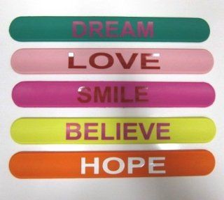 12 pc pack Slap on Bracelet 100% Silicone (Dream Smile Believe Love Hope): Everything Else