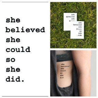 Temporary Tattoo Believe Quote (Set of 2): Toys & Games