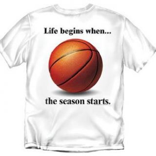 Life Begins Basketball   Youth White T Shirt   Youth L: Clothing