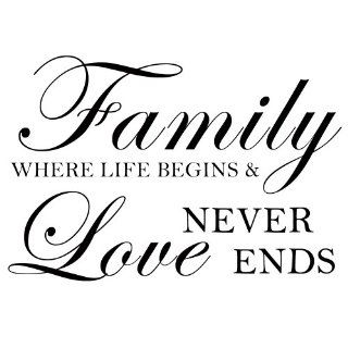Family Where Life Begins And Love Never Ends   Wall Decal Home Decor Craft (Black, Small)   Wall Docor Stickers