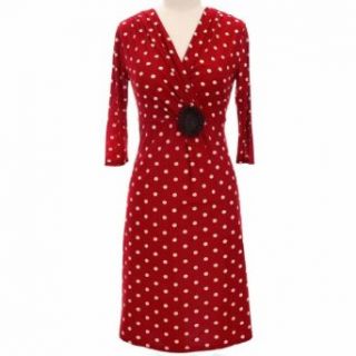 Luxury Divas Red & White Long Sleeve Polka Dot Below The Knee Dress at  Womens Clothing store